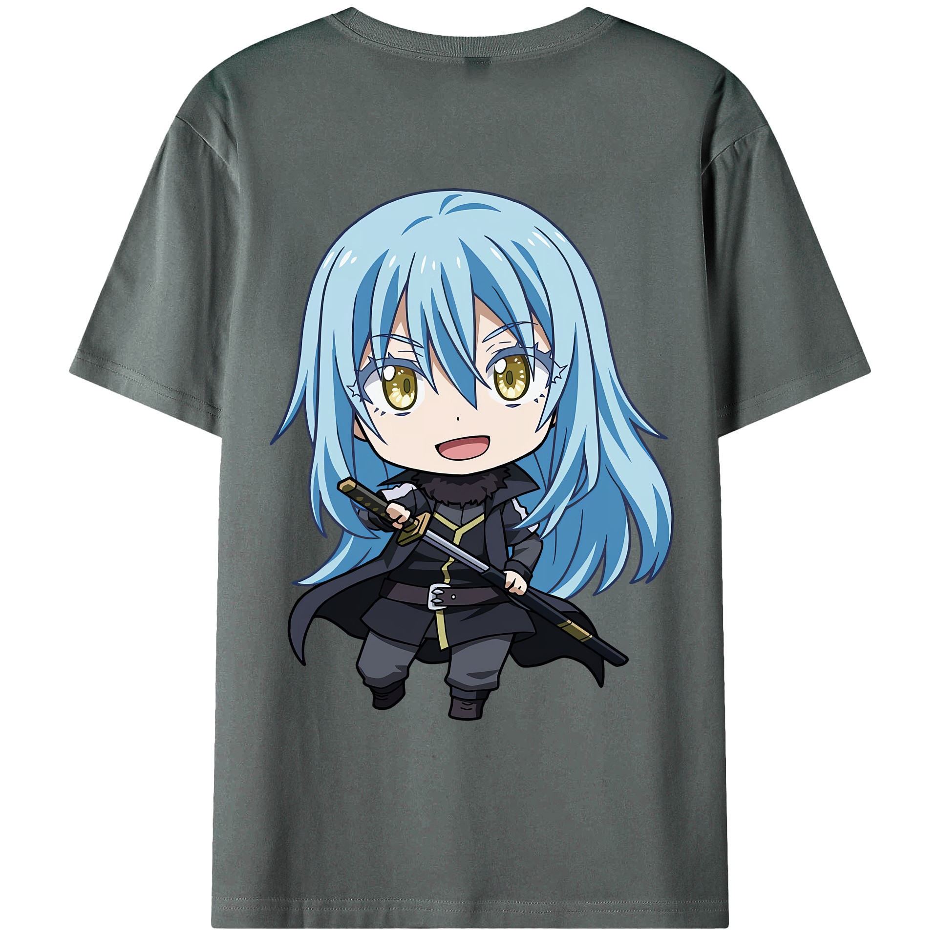 （画像用） 転スラ Regarding Reincarnated to Slime 綿100％ メンズ半袖Tシャツ（バックプリント） 通気性